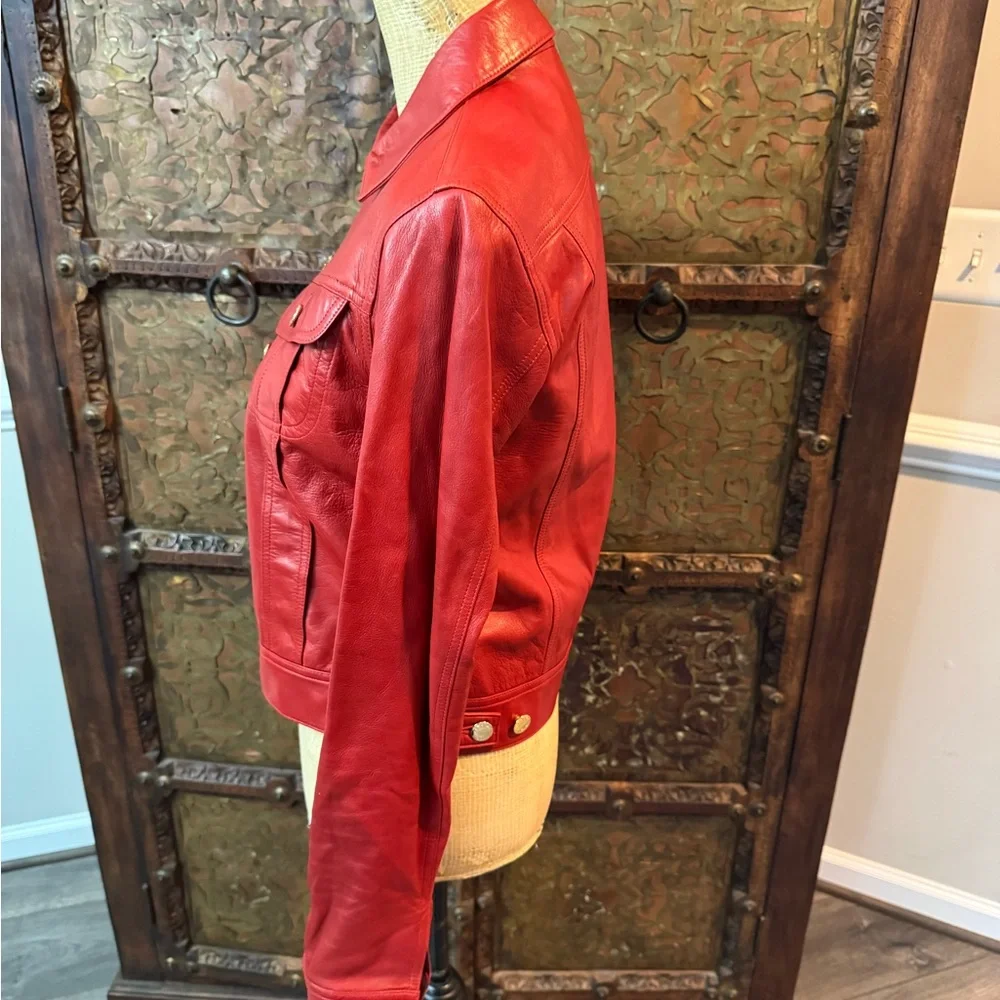 Ralph Lauren Red Leather Women's‎ Jacket 2 - Picture 2 of 9
